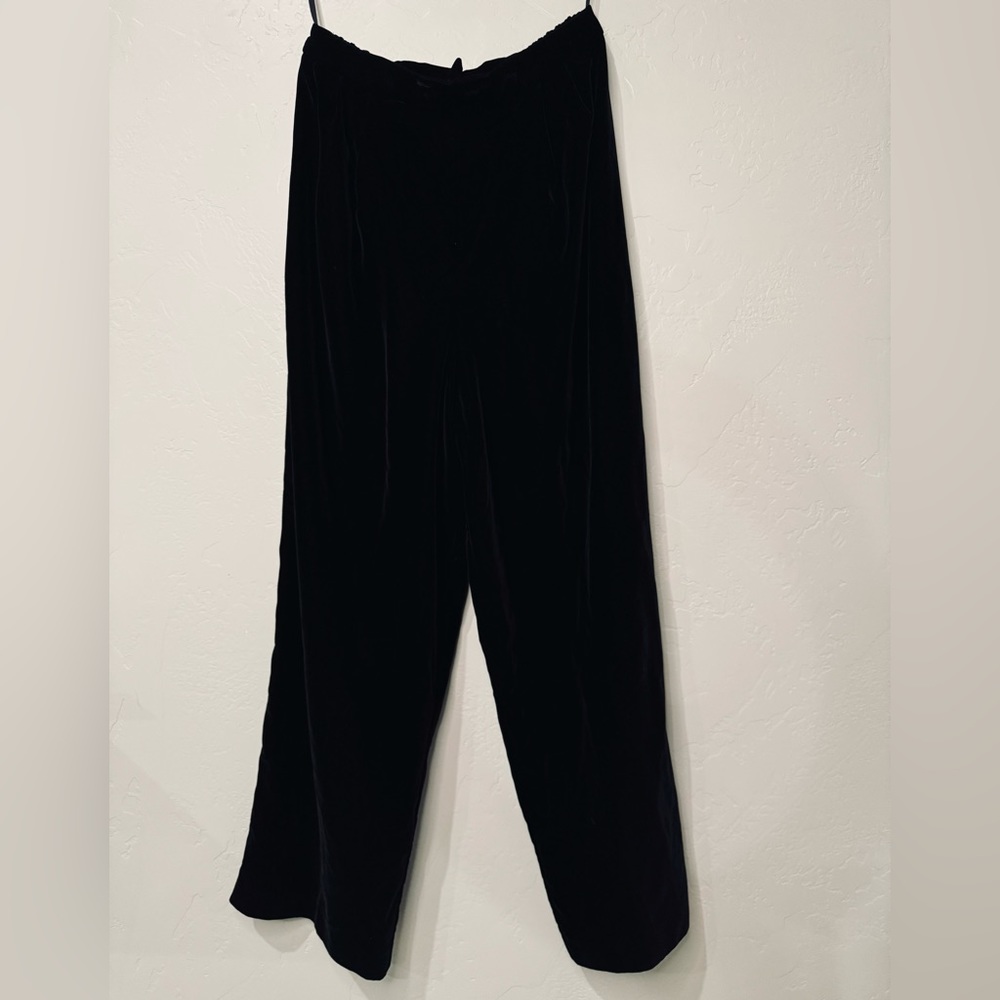Nordstrom Wide Leg Velvet Pants Lucia Trouser Black SZ 16 LIKE NEW - Picture 4 of 16